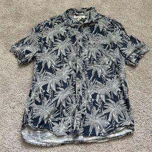 H&M Label of Graded Goods button down shirt palm tree aloha blue size large